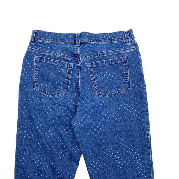 Gloria Vanderbilt Amanda Straight Leg Women's size 6 Blue White Polka Dot Jeans - Picture 2 of 4